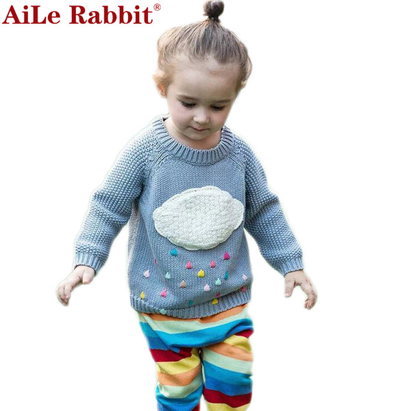 Girls Clothing Winter Pullover Children Sweaters Cartoon Cloud Long Sleeve Baby Girl Outerwear O-neck Kids Knitwear