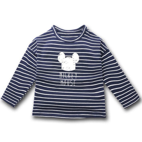 Children T shirts for Girls Clothes Casual Cartoon Printed Top Shirt Striped Cotton T-shirt Long sleeve Top Tee