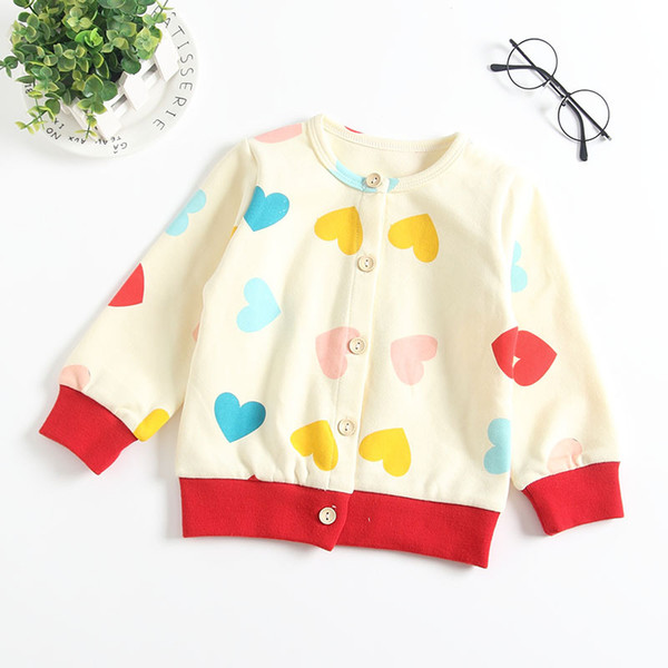 Everweekend Cute Baby Girls Love Print Knitted Cardigan Jackets Candy Beige Color Spring Autumn Fashion Children Jackets