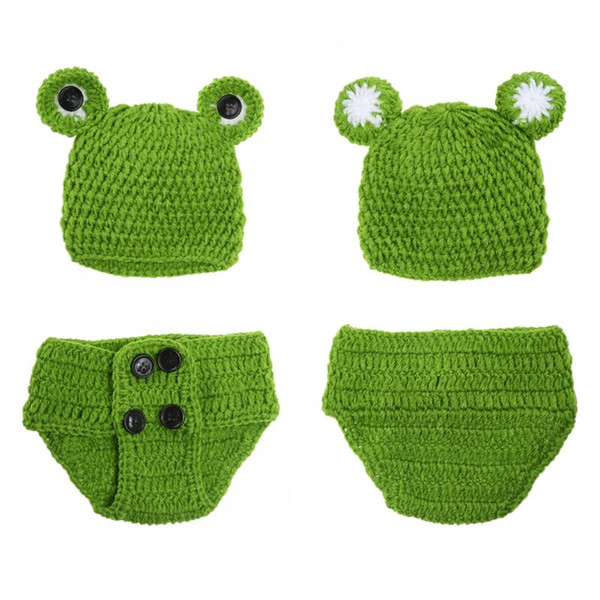 0-12M Newborn Baby Photo Props Infant Baby Crochet Frog Hats Knitted Tod Newborn Photography Props Infant Costume Outfi