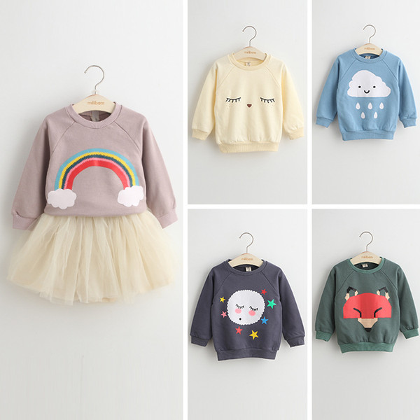 Girl's Spring 2016 Sweater Baby Girl Boy Sweaters kids cloth Long Sleeve Rainbow Happy Lovely Children Top Clothes Fox Sweater kids pullover