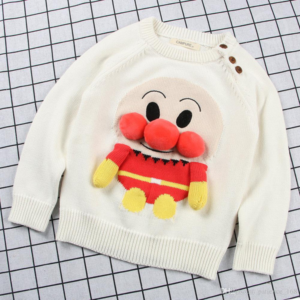 2018 Hot sell new style Plush thickening pullover Cartoon handwork Bread Superman sweater high quality cotton spring autumn knitted sweater