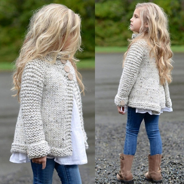 Christmas Kids Fashion Teenage Girls Clothing Outfit Clothes Button Knitted Sweater Cardigan Coat Tops Baby Clothing Girl Roupas