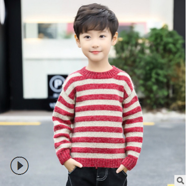 Boys Sweaters 2018 New Autumn Children's Clothing Fashion Children Coat Child Leisure 2 Striped Color Sweaters Size110-160 ly055