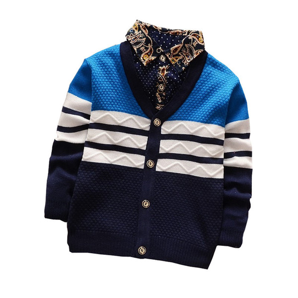 good quality 2019 Hot Sale Baby Boys Knitted Cardigan Sweater Toddler Spring Autumn Striped Sweaters Child Outerwear Boys Sweater