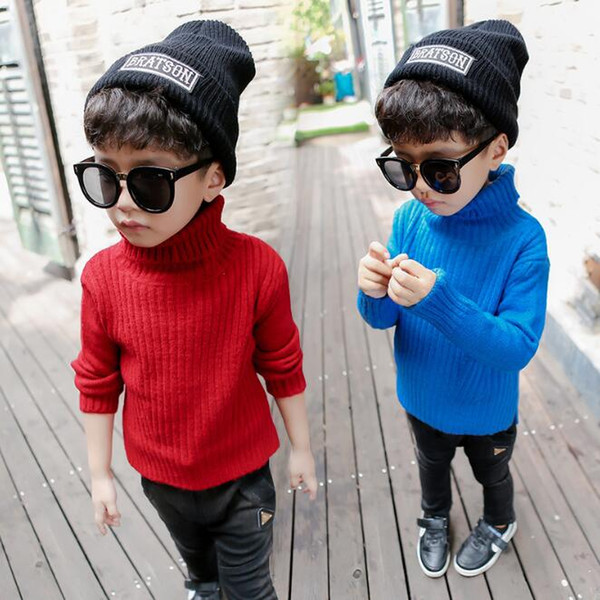 Kids Children Sweaters Winter 2018 Casual Turtleneck Knitted Sweaters For Girls Warm Boy Sweaters Cotton Girls Cardigan Clothes