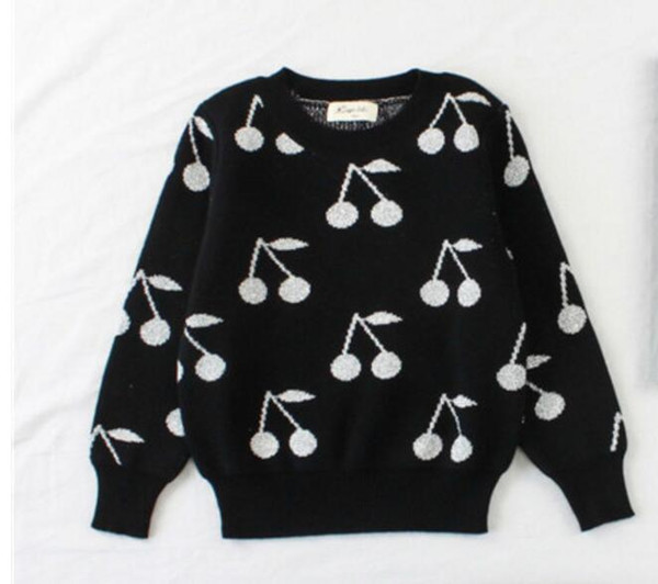 Retail Baby girls sweater kids children clothes long sleeve Cherry Knit boys Autumn 0726 sylvia 536334444883