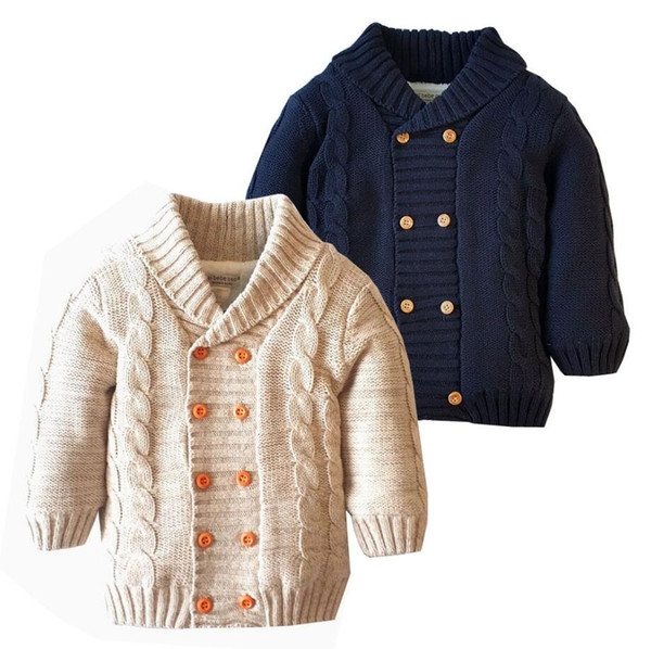 New Children's Cotton Yarn Plus Fleece Sweater Coat with Double-breasted Children's Sweater in Autumn and Winter