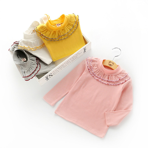 Children's Dress Baby Bottom Shirt New Pure Lace and Round Collar Children's T-shirt Children's Bottom Shirt Girls'Top