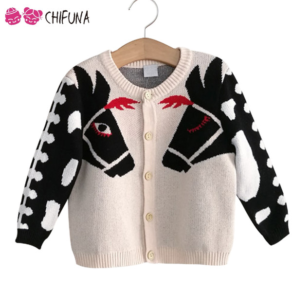 Kids Sweater Outwear Cute Horse Children's Cardigan Autumn Winter Knit Wear 2017 New Fashion Boys Girls Coat