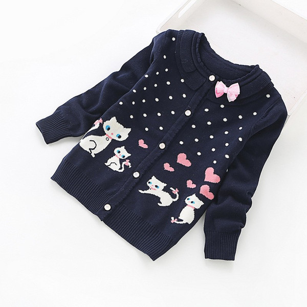 2016 new children cardigans girls' lovely cotton sweaters 3-16 years fashion cotton cardigan 8518