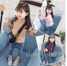 Children's Wear Winter Style 2019 New Korean Edition Children's Cotton Long Sleeve Striped Baby's Bottom Shirts in Spring and