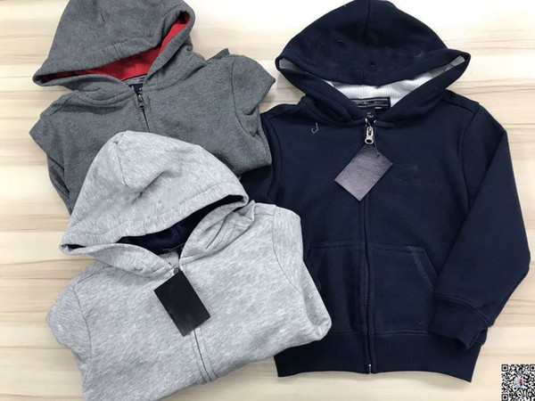 Children's Pullover Hoodie Summer New Classic Embroidered Mark Hooded Long Sleeve Boy Set