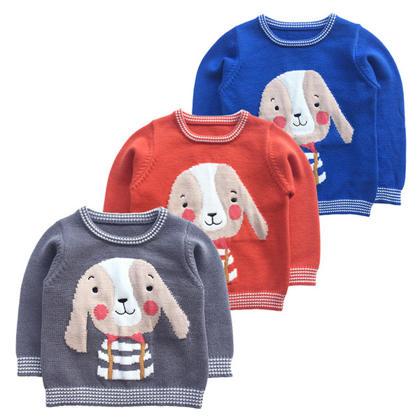 New children's sweater cute dog jacquard round neck pullover baby baby thick sweater foreign trade