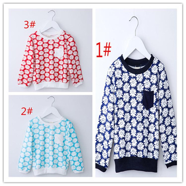 2016 Children Girls Long Shirt casual comfortable wear long sleeves pullovers printing t-shirts girls sweater A022150 A set for sale