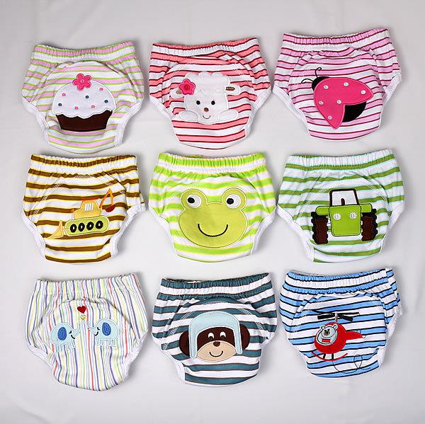 3-layers Animal Baby Potty Training Pants Waterproof Learning Pants Flowers Butterfly 100% Cotton