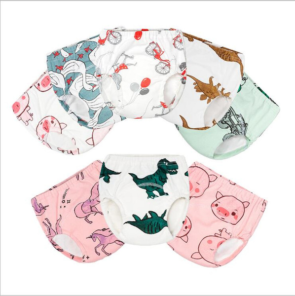 Baby Training Pants Toilet Shorts Summer Diaper Pants Cover Gauze Reusable Urine Nappy Briefs Pants Washable Cartoon Panties Underwear A5562