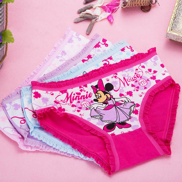 Cartoon Kids Underwear 4Pcs/lot Baby Girl Underwear Kids Panties Child's For Shorts For Nurseries Children's Briefs Lace Minne