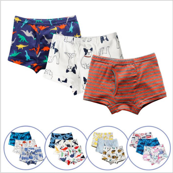 Kids Clothes Boys Summer Panties Cartoon Ins Underpants Print Soft Underwear Cotton Animal Dinosaur Briefs Striped Shark Boxer Shorts B4330