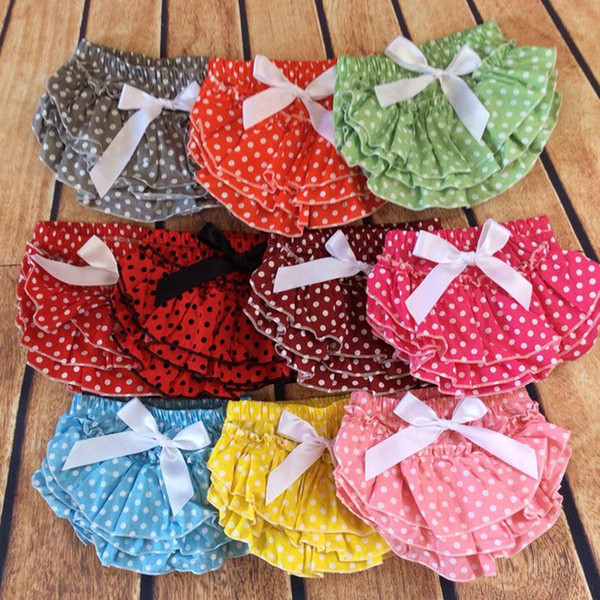 Ins Baby Summer PP Pants Newborn Baby Cotton Polka Dots Print Cute Lace Bowknot Shorts Kids Trousers Pajamas Underwear Clothes 2019 B3191