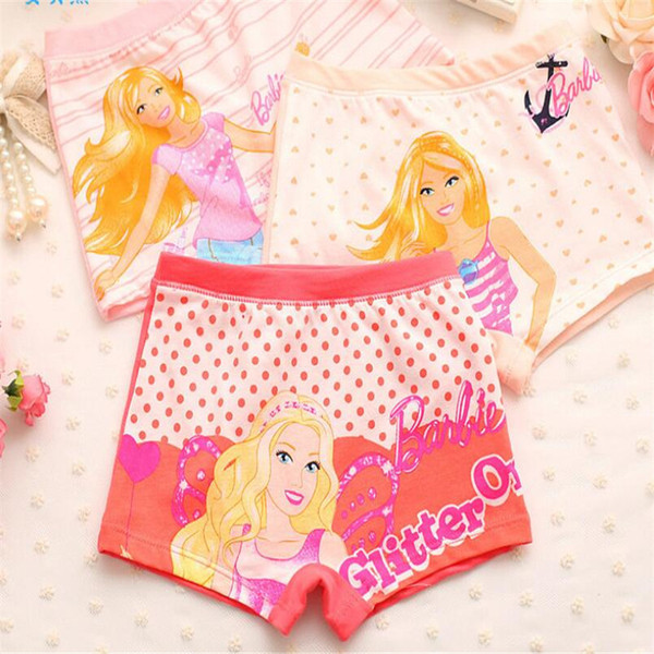 Three Boxes of Children's Cotton Underwear Cute Cartoon Barbie Princess Cotton Panties For Girls Head Stripe Heart Design Girl Panties