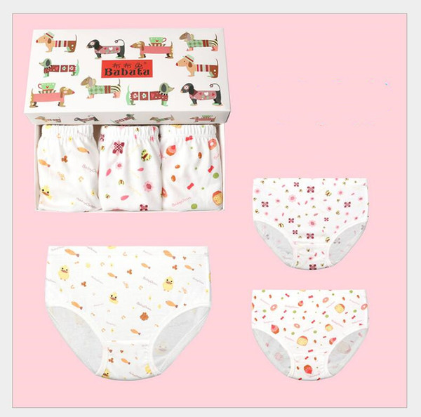 dhl 3pcs/box Baby Underwear Children's triangle underpants for girls 1-3 years old baby bread pants for girls cotton underpants for girls