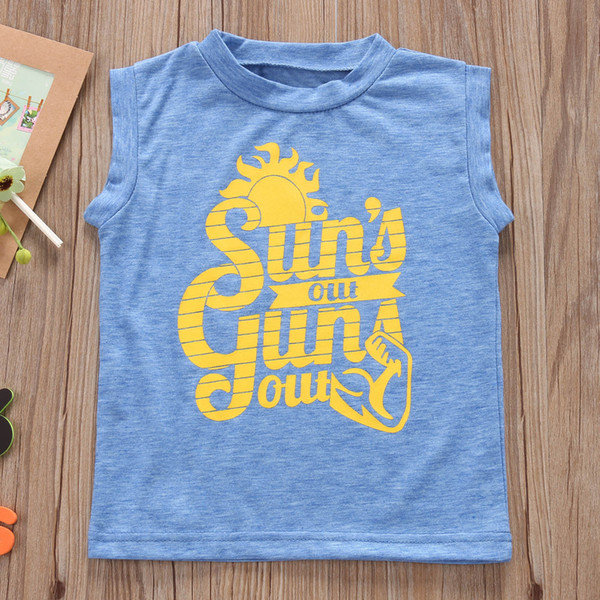 Sun's Out Guns Out Print Tank Top For Boys