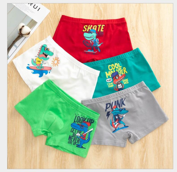 5pcs / box boy boxers cartoon children's underwear pure cotton flat angle class a 3-8-12-year-old boy's quarter pants free shipping