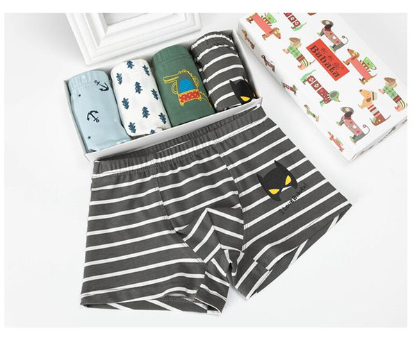 4pcs/box Children's underwear 6-12-year-old children's cartoon boxer pants all cotton boys' children's shorts