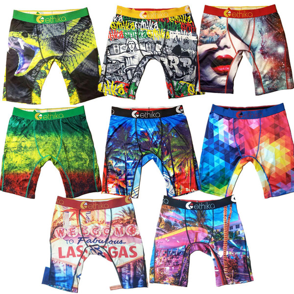 Women Men Ethika Technical Underwear Quick Dry Sport Short Boxer Trunks Pants Graffiti Red Lip Snake Printing Short Leggings 15 ColorA120301