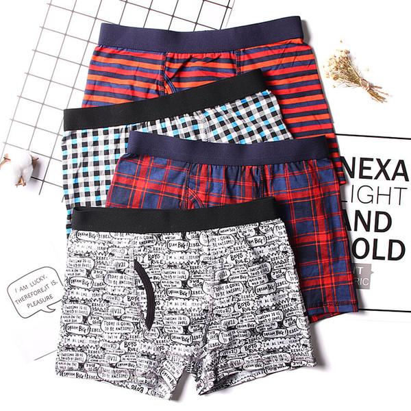 6 Pieces Plaid Striped skull Print boys trunk boxers kids shorts child panties teenage cotton pants children underwear briefs cloth 10-11Y