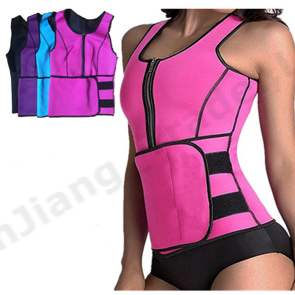 Neoprene Body Shaper Women Slimming Vest Thermo Fitness Trainer Neoprene Sauna Heat Vest Adjustable Waist Belt Body Zipper Shapewear A42307