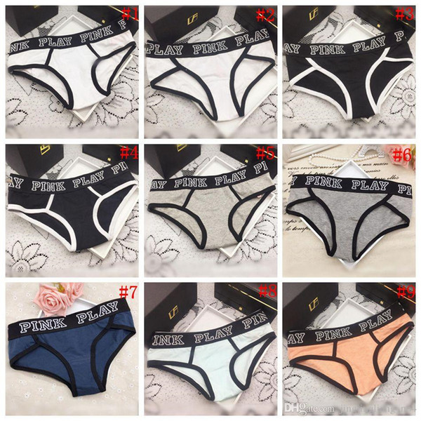 Free Shipping High Quality PINK PLAY Letter Printed Briefs Panties Women Girls Sports Underwear Briefs Sexy Cotton Pants Wholesale