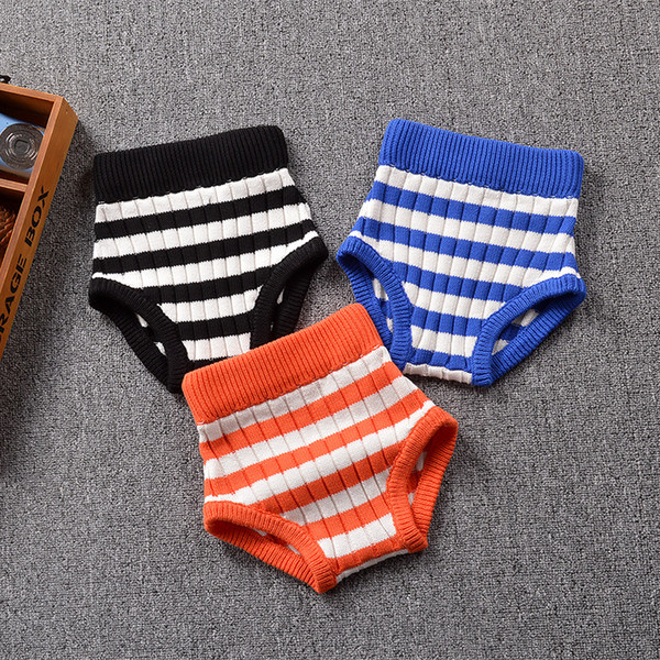 Baby Kids Striped Woollen Briefs Panties For 1-5T Spring Fall Boys Girls Triangles High-Waisted Briefs Babies Children BOBO Briefs Panties