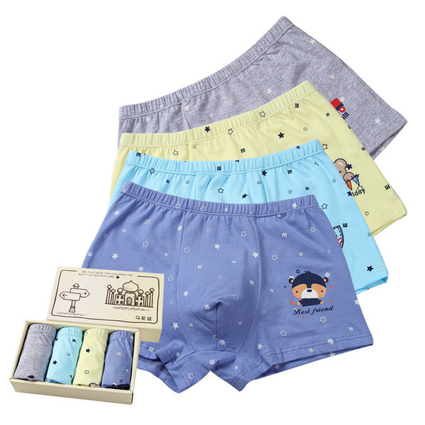 Children's underwear boys and girls cotton shorts cartoon baby underwear 4 per box