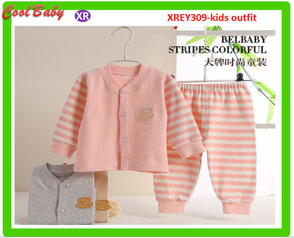 Spring New infant underwear sets cotton High quality cartoon baby long-sleeved cardigan piece Spot Suit 3colors XREY309