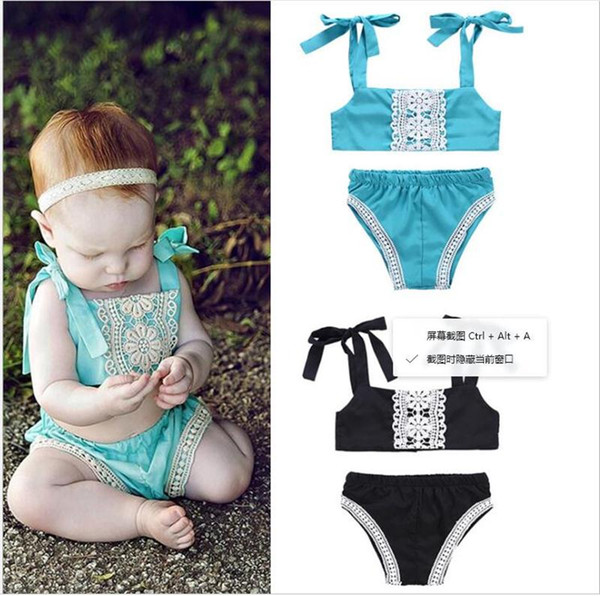 Baby underwear boutique Summer Girl Set cute Sling Bra Lace Blouse + Triangle PP Pants Baby Set H027