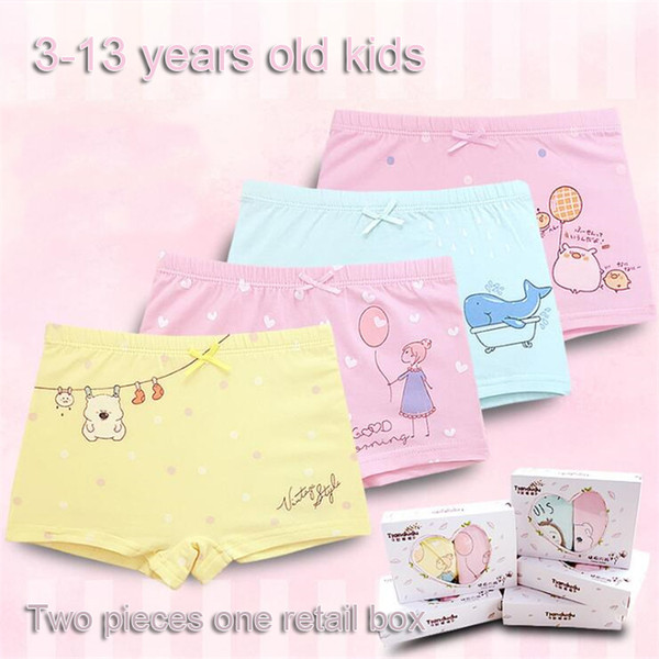 Girls Cotton Underpants 2 pieces/box 26 Designs High Quality 3-13 years old Kids Cotton Panties Girls Cartoon Boxers Briefs Pants LA613