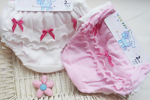 baby girl hot selling 100% cotton underwear girl panties baby girl briefs white and pink color wholesale (2pcs/pack) free shipping