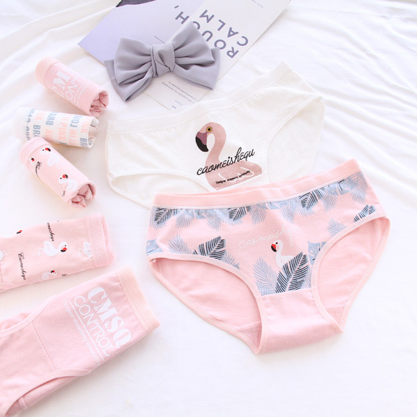 New 4pcs Teenage Flamingos Underpants Young Girl Briefs Comfortable Cotton Panties Kids Underwear