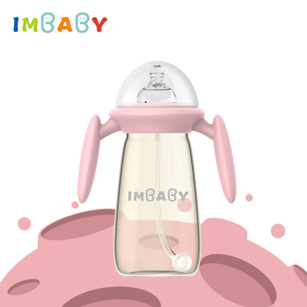 IMBABY 120/300ML Feeding Bottle Baby Bottle Feeding Bottles Baby For 0-36M Silicone Nipple Gravity Ball Straw