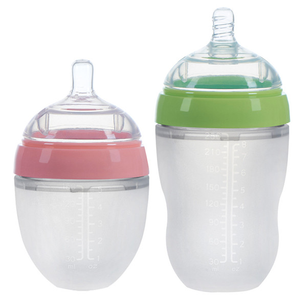 Natural Feel Newborn Baby Bottles Silicone Toddler Bottle for Infant Feeding Drinking Soft Milk Bottle 150ml/180ml/250ml