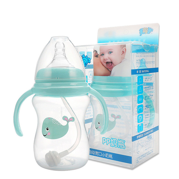 180ml Arriving Baby Feeding Bottle PP Bottle with Handle Standard Caliber Nursing Bottle Breast Nipple Safety