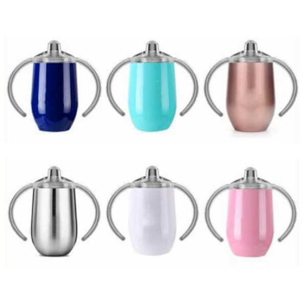 Sippy Cup Breastmilk Feeding Bottle Stainless Steel Eggshell Cup with Double Handle Nipple Milk Bottle Insulated Vacuum Tumbler C7099