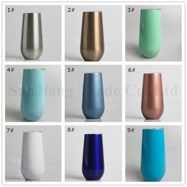 2020 6OZ Double Walled Stainless Eggshell Cups 304 Stainless Steel Sports Water Bottle Handheld With Lid Vacuum Mug Protable Bottle A122601