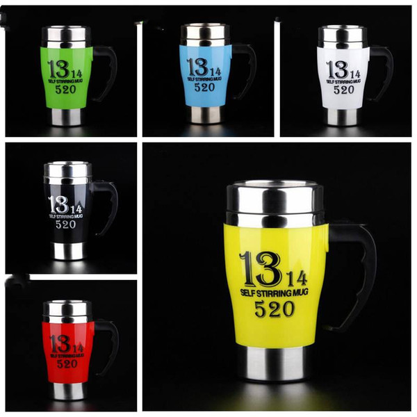 Stainless Steel Self Stirring Mug Candy color Auto Mixing Tea Coffee Cup Portable Creative Tumbler Travel Cups CLS185