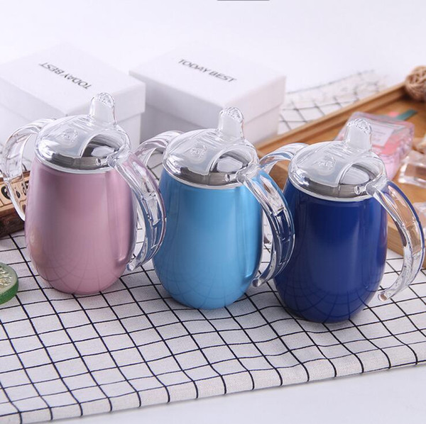 8OZ Pacifier Sippy Egg Cup Kids Training Tumbler Toddler Drinking Mug Stainless Steel Insulated Sippy Cup With Handle Milk Bottle