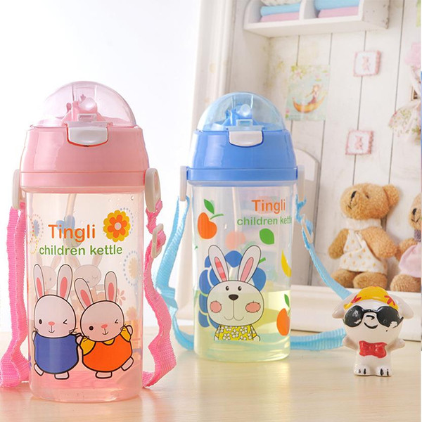 500ML Baby bottle PP Cartoon Rabbit Kids Straw Bottle Child Sippy Cup Children Learn Drinking Water Straw Training