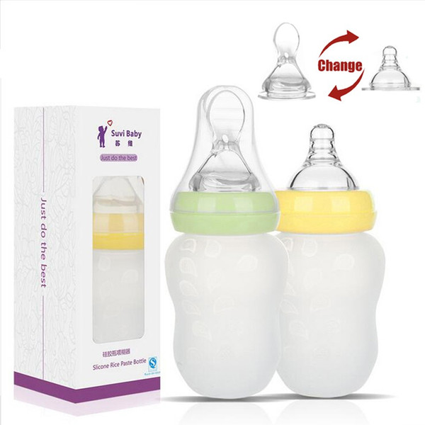 180ML Baby Bottles and Feeding Spoon Silicone Baby Feeding Cup Baby Water Bottle kids Nursing Bottles