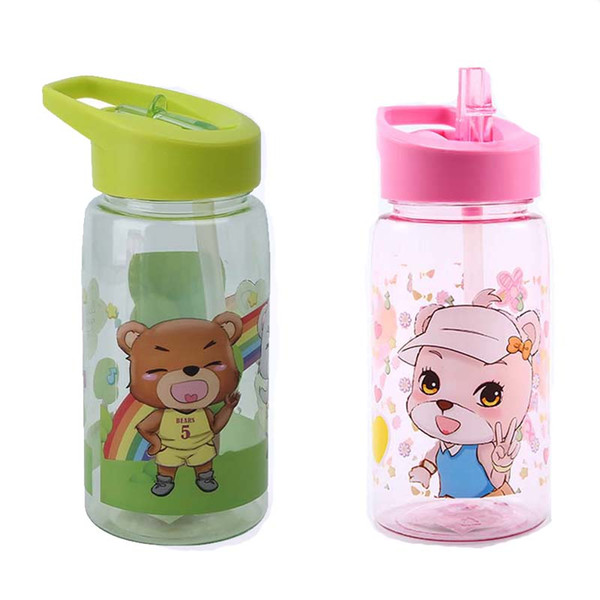 520ml Children Pipette Water Drinking Bottle With A Handle To Carry and Prevent Leakage PP Plastic Water Bottle with Straw